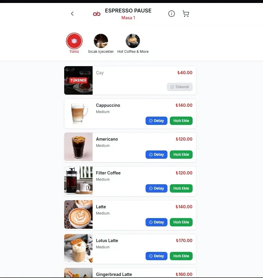 Arzuio NFC Menu System — ekran 4